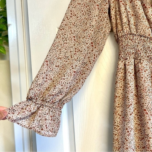 VICI bohemian Ditsy floral tiered maxi smocked waist cottage maxi rust dress M - Picture 6 of 12